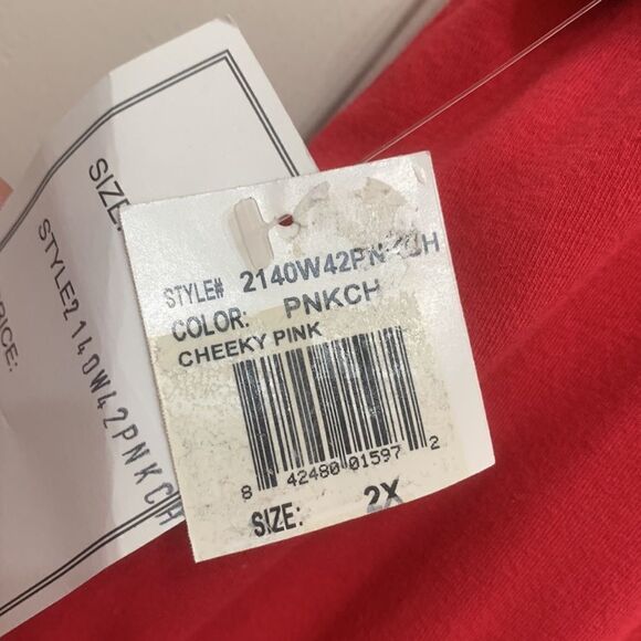 Cherry Pink Size 2X Stretch Lily 3 Tier Ruffled Skirt Lace Trim Cotton Lycra - Picture 7 of 8